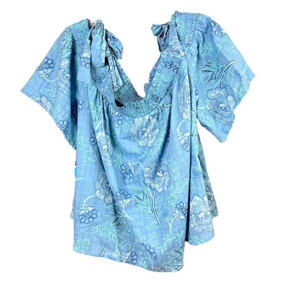 Ana New Approach Blue Floral Off Shoulder Top Women's 2X - Picture 3 of 3